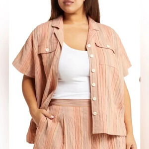 Madewell | Stripe Stretch Cotton & Linen Camp Shirt - Size XS